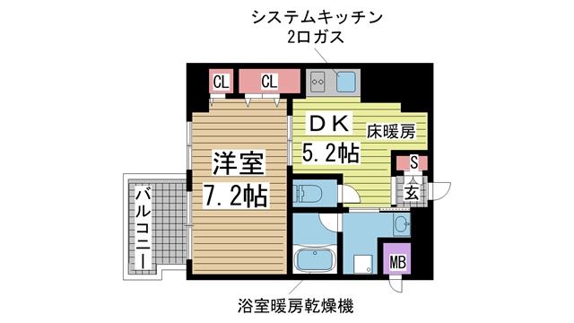 神戸市中央区御幸通(JR東海道本線(近畿)三ノ宮)のマンション賃貸物件 間取画像