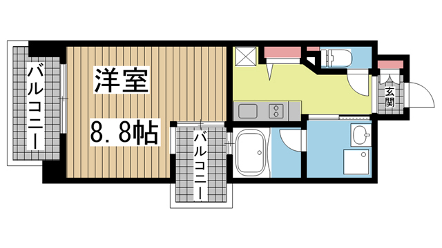 神戸市中央区熊内橋通(神戸市営地下鉄線新神戸)のマンション賃貸物件 間取画像