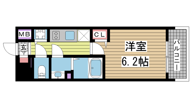 神戸市中央区橘通(JR東海道本線(近畿)神戸)のマンション賃貸物件 間取画像