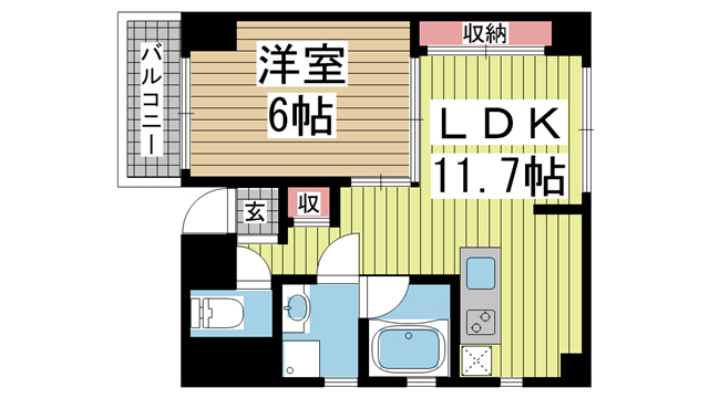 神戸市中央区御幸通(JR東海道本線(近畿)三ノ宮)のマンション賃貸物件 間取画像