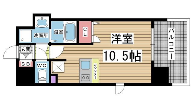 神戸市中央区橘通(JR東海道本線(近畿)神戸)のマンション賃貸物件 間取画像