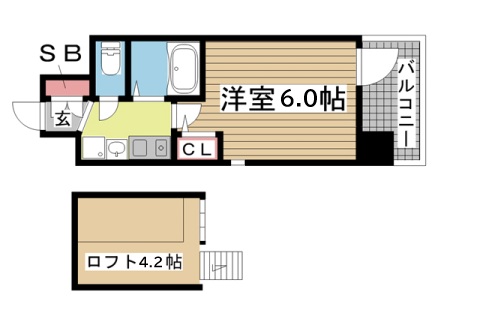 神戸市中央区琴ノ緒町(JR東海道本線(近畿)三ノ宮)のマンション賃貸物件 間取画像