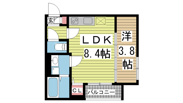 神戸市中央区熊内橋通(神戸市営地下鉄線新神戸)のアパート賃貸物件 間取画像
