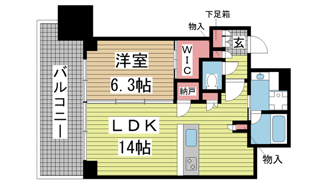 神戸市中央区新港町(JR東海道本線(近畿)三ノ宮)のマンション賃貸物件 間取画像