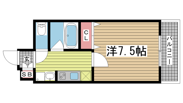 神戸市灘区王子町(阪急神戸線王子公園)のマンション賃貸物件 間取画像
