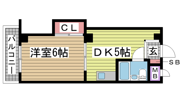 神戸市灘区琵琶町(JR東海道本線(近畿)六甲道)のマンション賃貸物件 間取画像