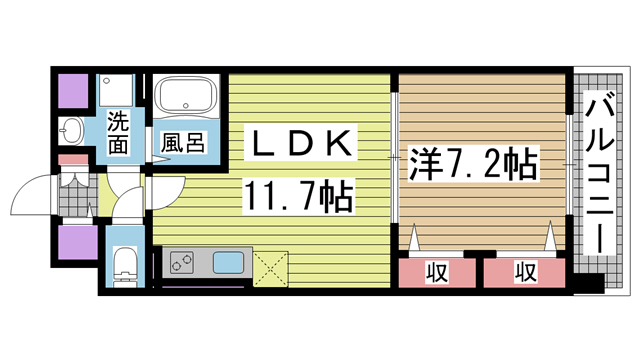 神戸市兵庫区御崎本町(JR山陽本線兵庫)のマンション賃貸物件 間取画像