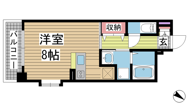 神戸市中央区琴ノ緒町(JR東海道本線(近畿)三ノ宮)のマンション賃貸物件 間取画像