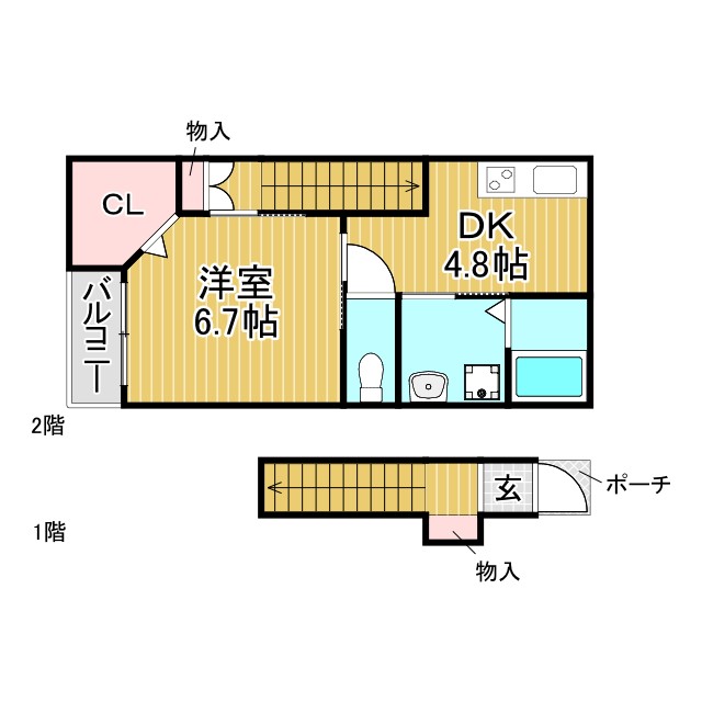 神戸市垂水区舞子坂(山陽電鉄線西舞子)のアパート賃貸物件 間取画像