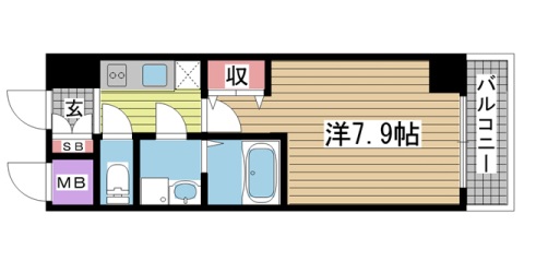 神戸市中央区旭通(JR東海道本線(近畿)三ノ宮)のマンション賃貸物件 間取画像
