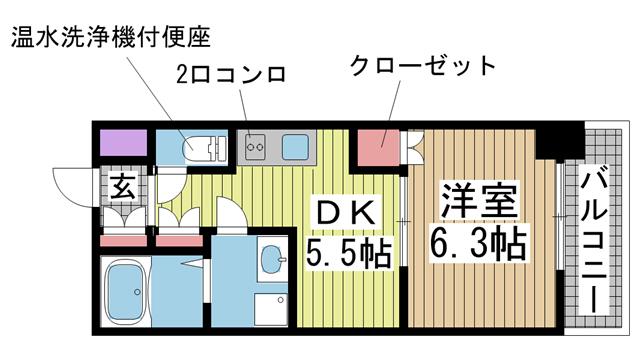 神戸市中央区下山手通(JR東海道本線(近畿)元町)のマンション賃貸物件 間取画像