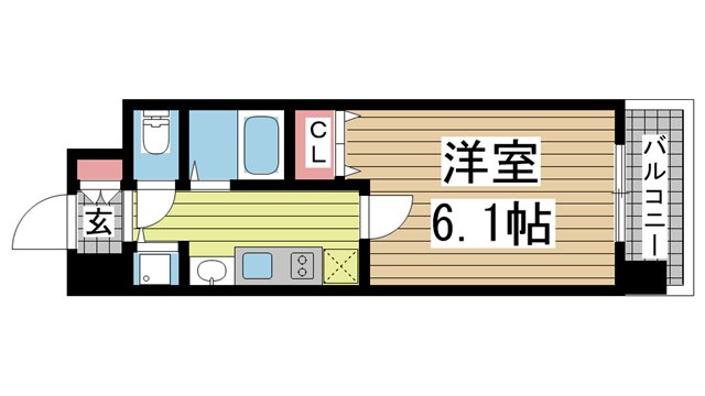 神戸市中央区二宮町(JR東海道本線(近畿)三ノ宮)のマンション賃貸物件 間取画像
