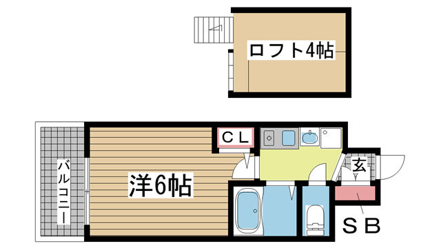 神戸市中央区琴ノ緒町(JR東海道本線(近畿)三ノ宮)のマンション賃貸物件 間取画像