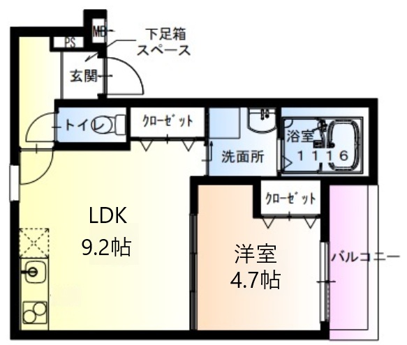 神戸市兵庫区浜中町(神戸市営地下鉄海岸線御崎公園)のアパート賃貸物件 間取画像