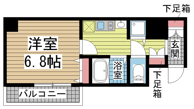 神戸市中央区筒井町(JR東海道本線(近畿)灘)のマンション賃貸物件 間取画像