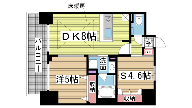 神戸市兵庫区湊町(JR東海道本線(近畿)神戸)のマンション賃貸物件 間取画像