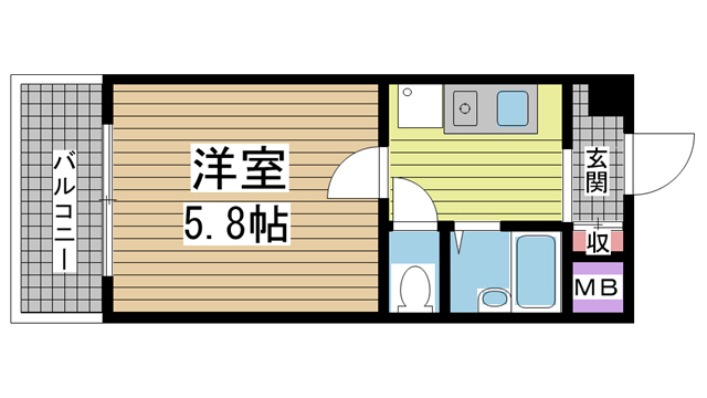 神戸市中央区二宮町(JR東海道本線(近畿)三ノ宮)のマンション賃貸物件 間取画像