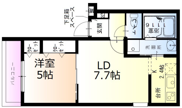 神戸市須磨区大池町(JR山陽本線鷹取)のアパート賃貸物件 間取画像