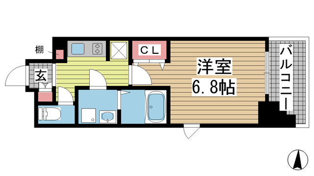 神戸市中央区花隈町(JR東海道本線(近畿)元町)のマンション賃貸物件 間取画像