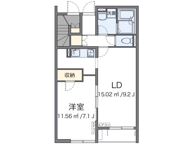 神戸市北区有野町二郎(神戸電鉄三田線田尾寺)のアパート賃貸物件 間取画像