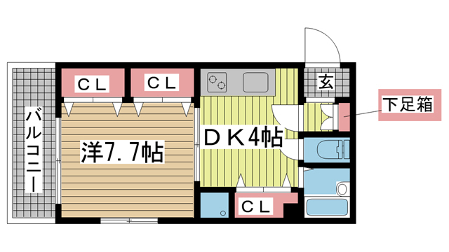 神戸市中央区下山手通(JR東海道本線(近畿)神戸)のマンション賃貸物件 間取画像