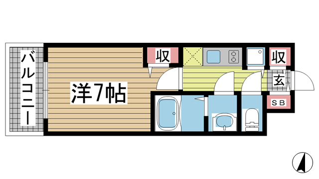 神戸市中央区筒井町(JR東海道本線(近畿)三ノ宮)のマンション賃貸物件 間取画像
