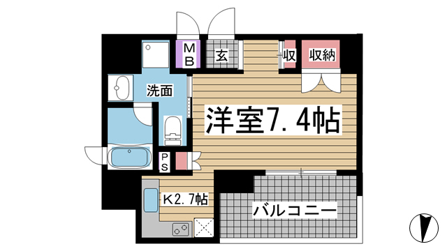 神戸市中央区下山手通(JR東海道本線(近畿)三ノ宮)のマンション賃貸物件 間取画像