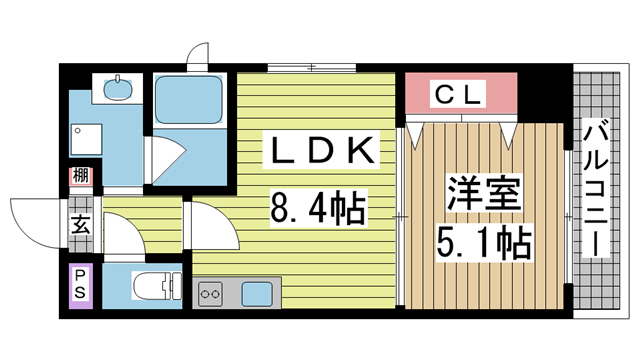 神戸市灘区中原通(阪急神戸線王子公園)のマンション賃貸物件 間取画像