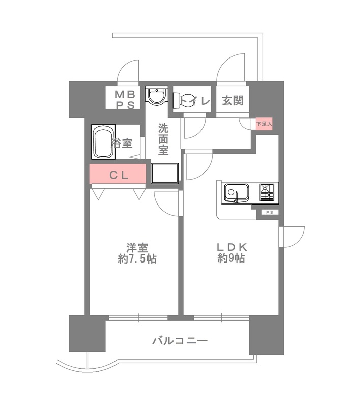 神戸市中央区浜辺通(ポートアイランド線貿易センター)のマンション賃貸物件 間取画像