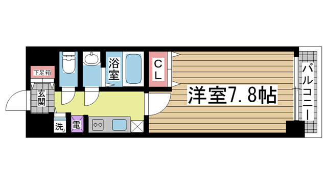 神戸市兵庫区大開通(神戸電鉄有馬線湊川)のマンション賃貸物件 間取画像