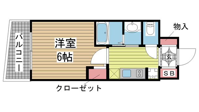 神戸市中央区下山手通(神戸市営地下鉄線大倉山)のマンション賃貸物件 間取画像