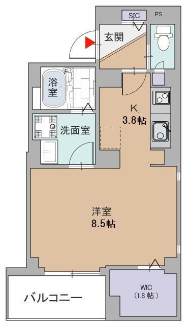神戸市中央区琴ノ緒町(JR東海道本線(近畿)三ノ宮)のマンション賃貸物件 間取画像