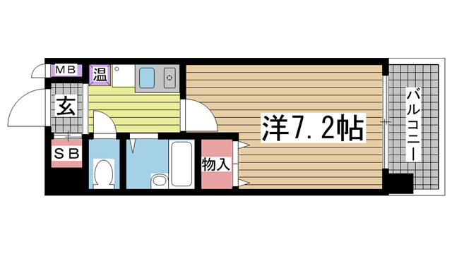 神戸市中央区琴ノ緒町(JR東海道本線(近畿)三ノ宮)のマンション賃貸物件 間取画像
