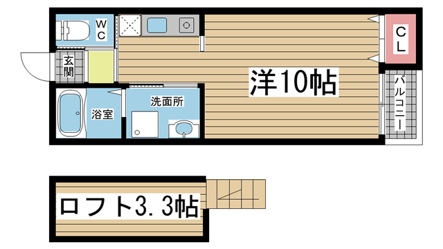 神戸市中央区山本通(JR東海道本線(近畿)元町)のアパート賃貸物件 間取画像