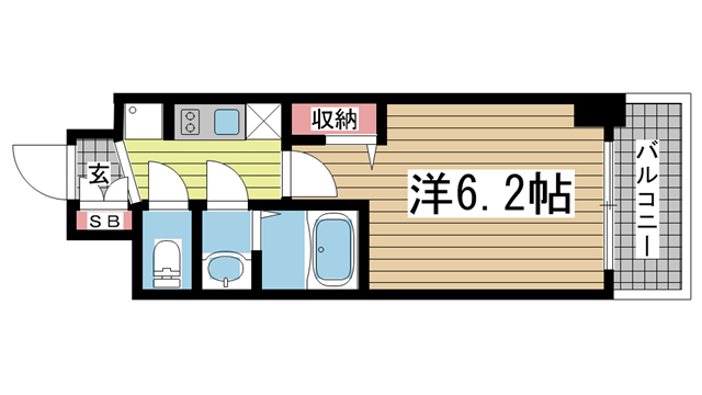 神戸市中央区相生町(JR東海道本線(近畿)神戸)のマンション賃貸物件 間取画像