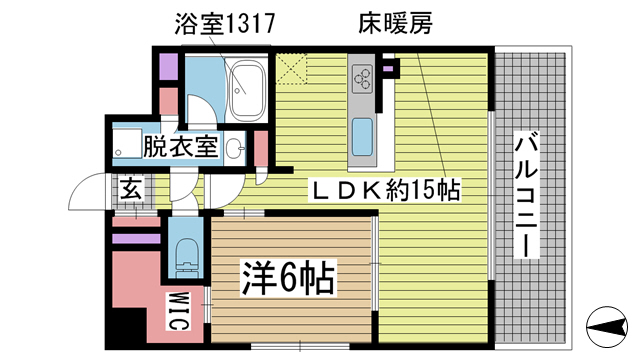 神戸市灘区琵琶町(JR東海道本線(近畿)六甲道)のマンション賃貸物件 間取画像