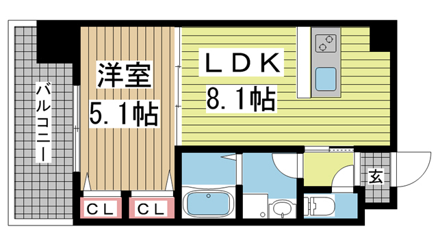 神戸市東灘区田中町(JR東海道本線(近畿)摂津本山)のマンション賃貸物件 間取画像