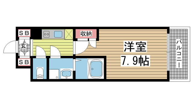 神戸市中央区海岸通(JR東海道本線(近畿)元町)のマンション賃貸物件 間取画像