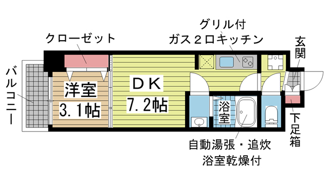 神戸市兵庫区浜崎通(JR山陽本線兵庫)のマンション賃貸物件 間取画像