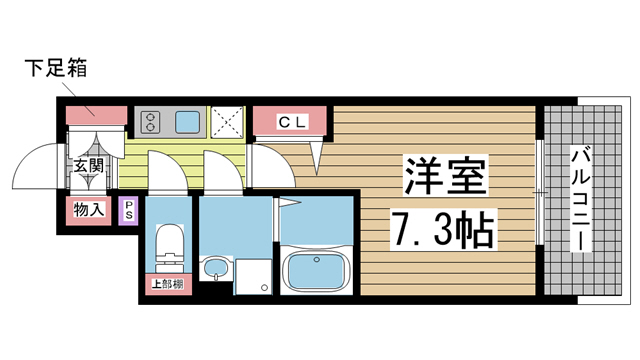 神戸市中央区橘通(JR東海道本線(近畿)神戸)のマンション賃貸物件 間取画像