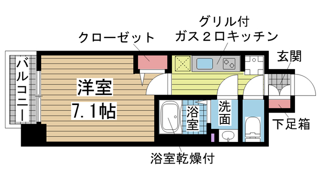 神戸市兵庫区駅南通(JR山陽本線兵庫)のマンション賃貸物件 間取画像