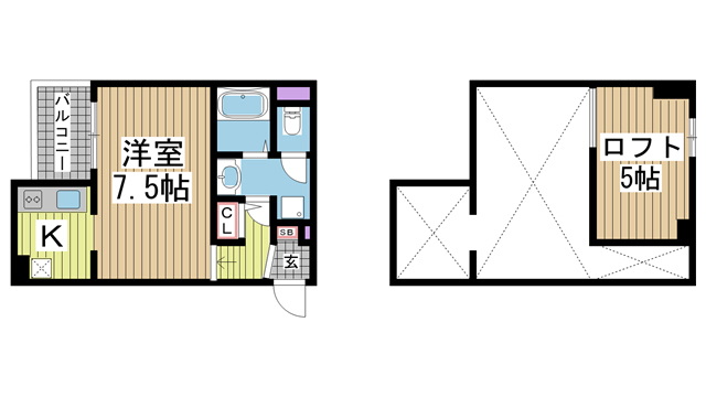 神戸市長田区菅原通(神戸高速線高速長田)のアパート賃貸物件 間取画像