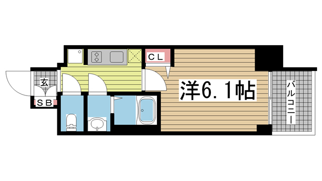 神戸市兵庫区大開通(JR山陽本線兵庫)のマンション賃貸物件 間取画像
