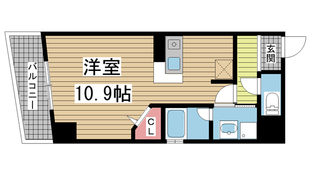 神戸市中央区下山手通(JR東海道本線(近畿)元町)のマンション賃貸物件 間取画像