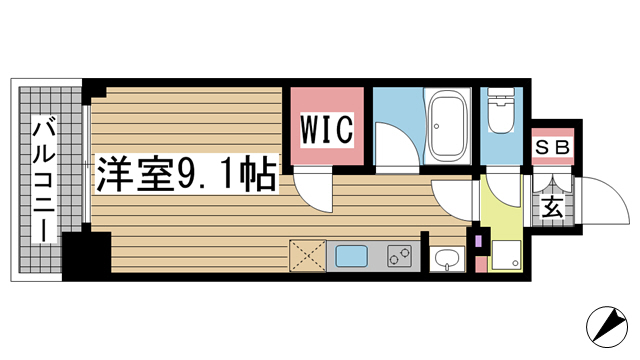 神戸市中央区古湊通(JR東海道本線(近畿)神戸)のマンション賃貸物件 間取画像