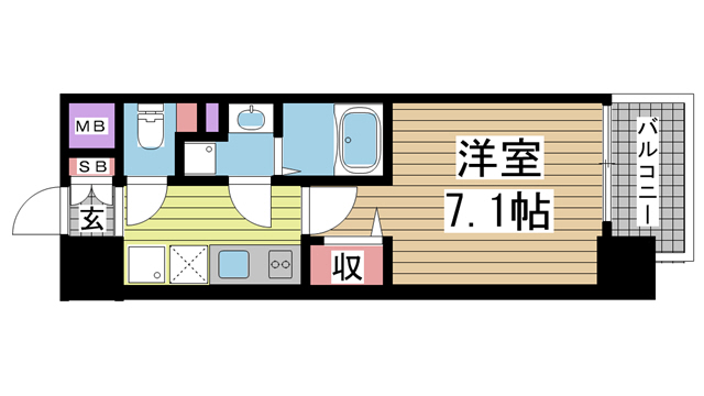 神戸市中央区東雲通(JR東海道本線(近畿)三ノ宮)のマンション賃貸物件 間取画像