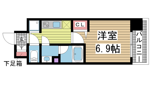 神戸市中央区割塚通(JR東海道本線(近畿)灘)のマンション賃貸物件 間取画像