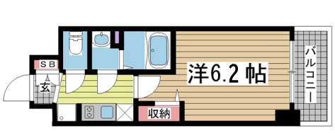 神戸市中央区相生町(JR東海道本線(近畿)神戸)のマンション賃貸物件 間取画像