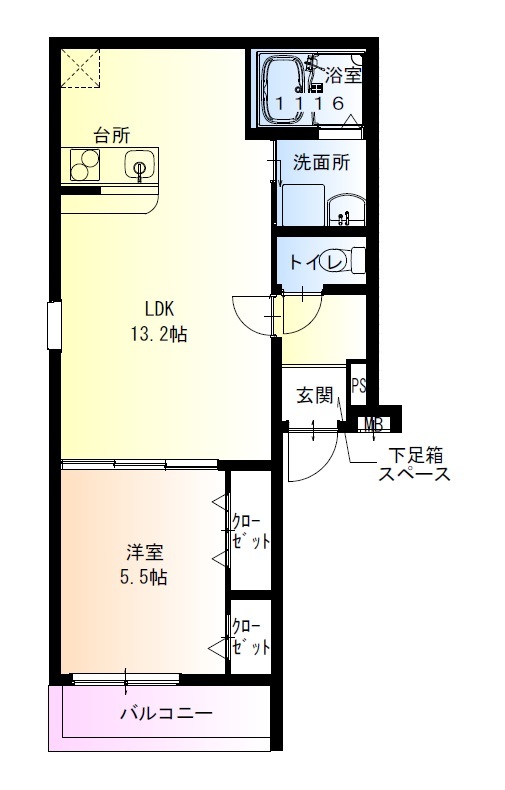 神戸市中央区北本町通(阪神本線春日野道)のアパート賃貸物件 間取画像