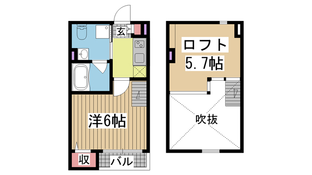 神戸市長田区野田町(JR山陽本線鷹取)のアパート賃貸物件 間取画像